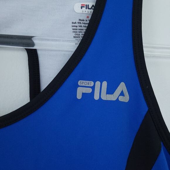 Fila Racerback Workout Tank Medium Built in Bra Blue Athletic Athleisure Workout - Picture 3 of 4